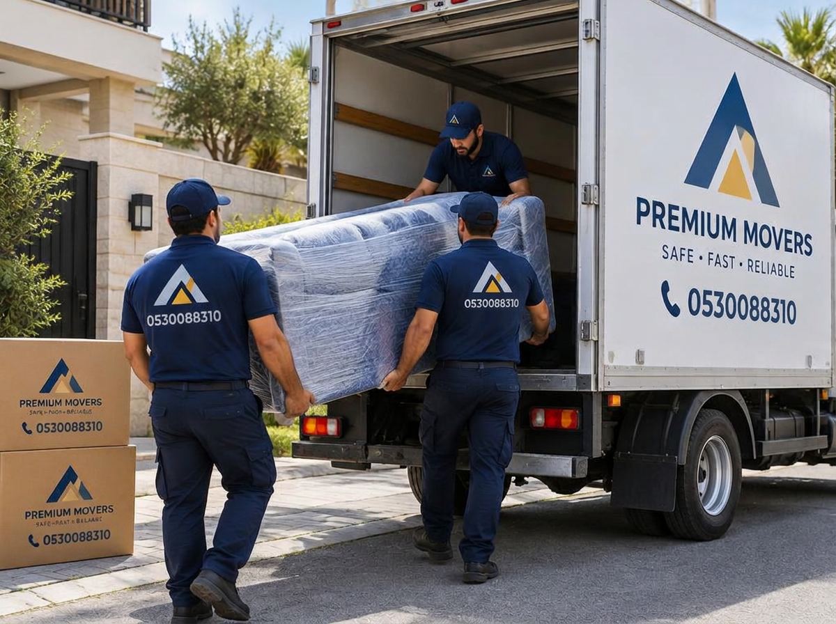 عمال مثلث اللؤلؤة يحمّلون الأثاث في دينا نقل عفش بالمدينة المنورة